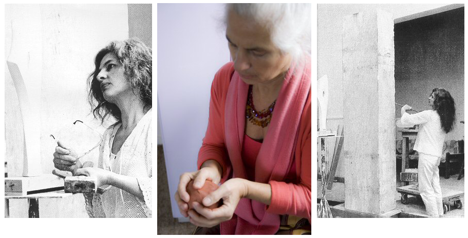 Jeanne while sculpting